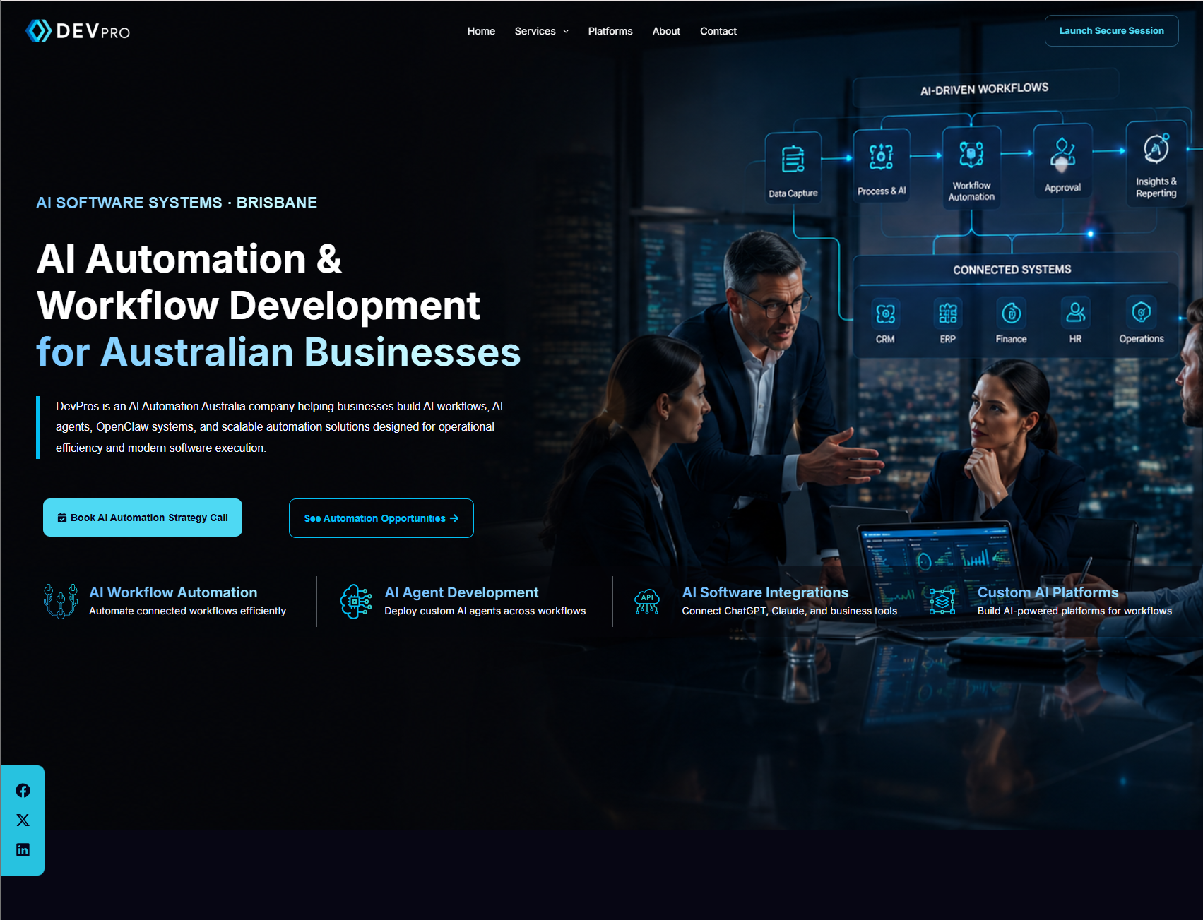 The DevPros website — an Australian software team building automation, custom software and workflow tools